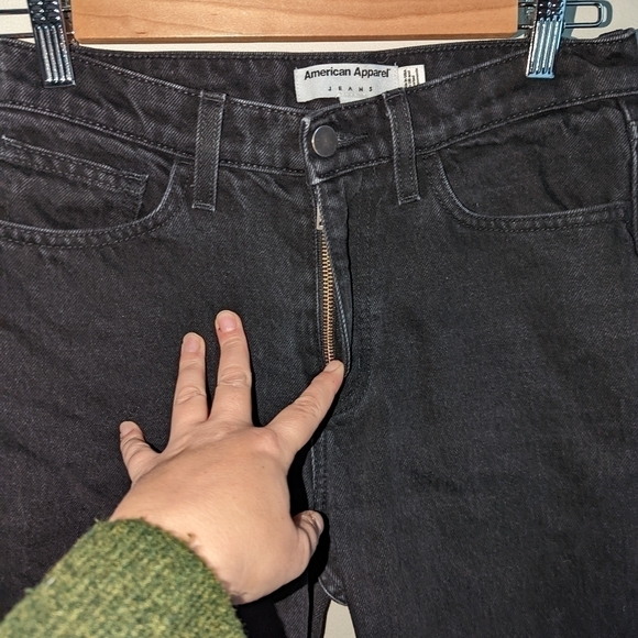 AMERICAN APPAREL Black Cotton High-Rise Raw Edges Jeans Size 27 - Picture 3 of 11